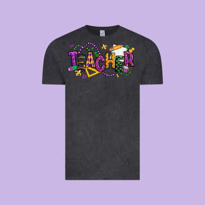 Mardi Gras Teacher Vintage Tee Designed By Texasbilliewilder