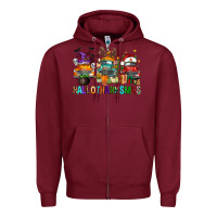 Burgundy hallothanksmas trucks Zipper Hoodie - FaDigitalArtStudio