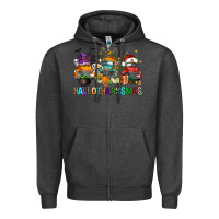Charcoal Heather hallothanksmas trucks Zipper Hoodie - FaDigitalArtStudio