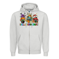 Dove Grey hallothanksmas trucks Zipper Hoodie - FaDigitalArtStudio