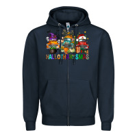 Navy hallothanksmas trucks Zipper Hoodie - FaDigitalArtStudio