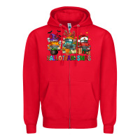 Red hallothanksmas trucks Zipper Hoodie - FaDigitalArtStudio