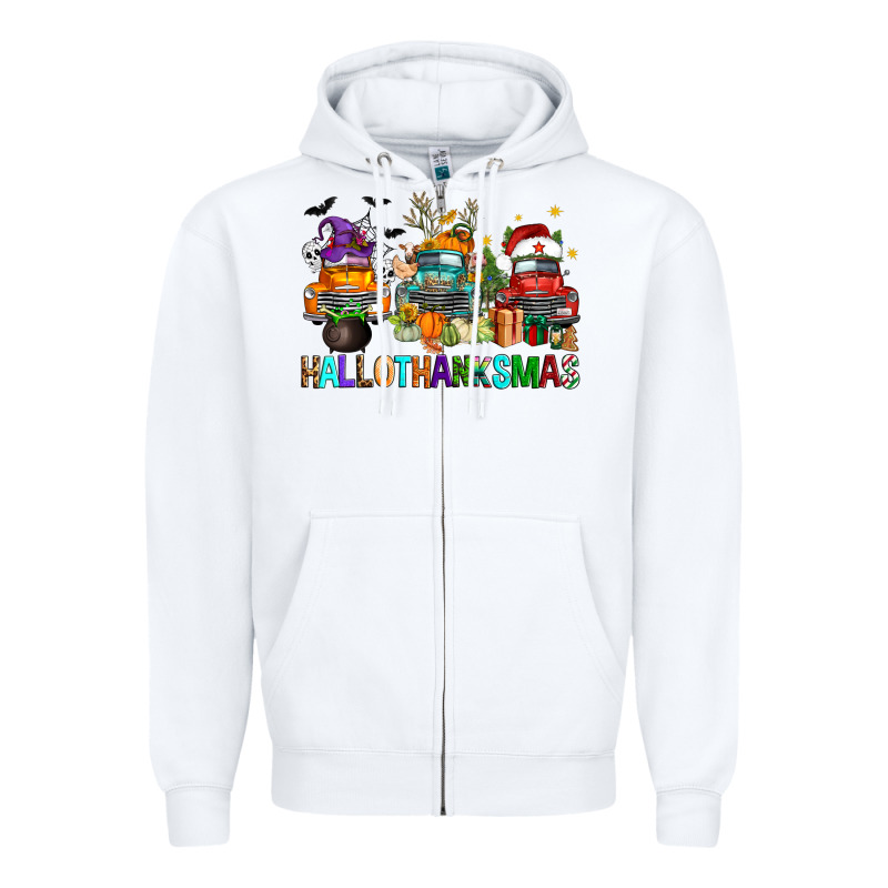 Hallothanksmas Trucks Zipper Hoodie by FaDigitalArtStudio | Teevron