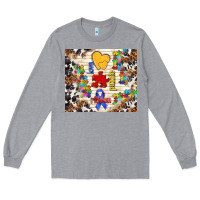 Heather Grey love puzzle ribbon Long Sleeve Tee - TumblerDesignByShophia