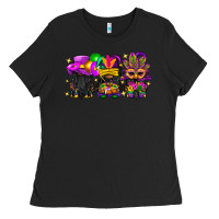 Black Mardi Gras afro gnomies Ladies Tee - BundleAndBundleShop