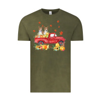 Vintage Olive basenji pumpkin truck fall leaf thanksgiving halloween Vintage Tee - linhVisuals