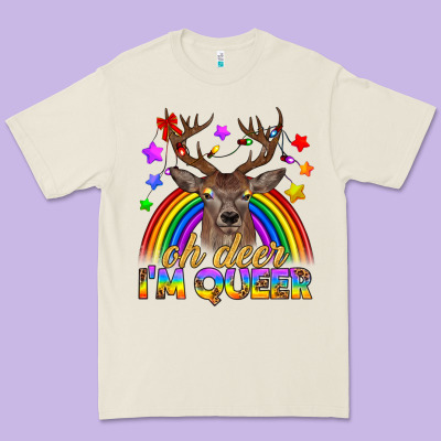 Lgbtq+ Oh Deer I'm Queer Premium Tee Designed By Bundleandbundleshop