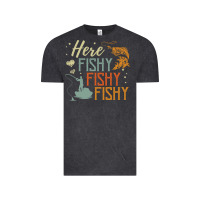 Vintage Black here fishy fishy fishy fishing lovers gifts Vintage Tee - linhVisuals