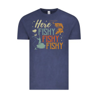 Vintage Denim here fishy fishy fishy fishing lovers gifts Vintage Tee - linhVisuals