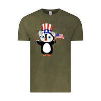 Vintage Olive penguin american 4th of july penguin american flag Vintage Tee - linhVisuals