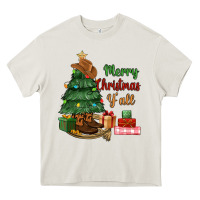 Cream merry christmas y'all Heavy Core Tee - MaliasSmallBusiness