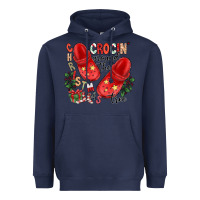 Navy christmas crocin around the tree Heavyweight Hoodie - CowhideDigitalArt
