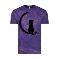 Cloud Purple womens double moon cat Vintage Tee - linhVisuals