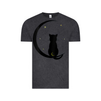 Vintage Black womens double moon cat Vintage Tee - linhVisuals