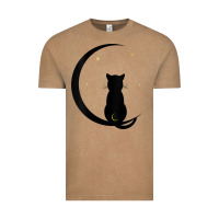 Womens Double Moon Cat Vintage Tee | Teevron
