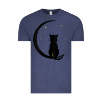 Vintage Denim womens double moon cat Vintage Tee - linhVisuals