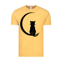 Vintage Mustard womens double moon cat Vintage Tee - linhVisuals