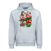 Heather Grey Christmas flamingo Urban Hoodie - BarkalooDesign