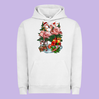 Christmas Flamingo Urban Hoodie Designed By Barkaloodesign