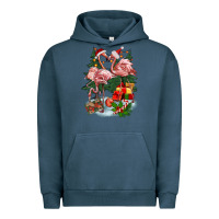 Pigment Midnight Navy Christmas flamingo Urban Hoodie - BarkalooDesign
