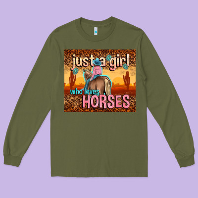 Just A Girl Who Loves Horses Long Sleeve Tee Designed By Tumblerdesignbyshophia