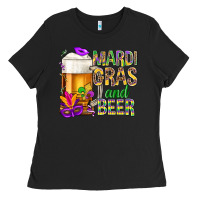 Black Mardi Gras and beer Ladies Tee - BundleAndBundleShop