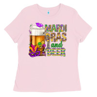 Bubblegum Pink Mardi Gras and beer Ladies Tee - BundleAndBundleShop