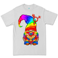 Dove Grey LGBTQ+ Pride Gnome With Heart Balloon Premium Tee - BundleAndBundleShop