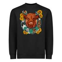 Black western leopard cowhide cow horseshoe Heavyweight Sweatshirt - OliviaCreatesArt