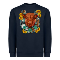 Navy western leopard cowhide cow horseshoe Heavyweight Sweatshirt - OliviaCreatesArt