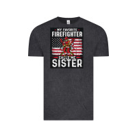 Vintage Black my favorite firefighter calls me sister. Vintage Tee - linhVisuals