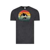 Vintage Black orca family vintage retro art, killer whale family Vintage Tee - linhVisuals
