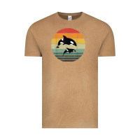 Vintage Camel orca family vintage retro art, killer whale family Vintage Tee - linhVisuals