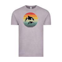 Vintage Zinc orca family vintage retro art, killer whale family Vintage Tee - linhVisuals