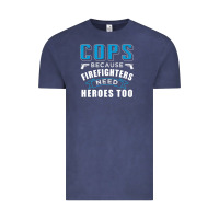 Vintage Denim cops because firefighters need heroes too premium Vintage Tee - linhVisuals