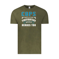 Vintage Olive cops because firefighters need heroes too premium Vintage Tee - linhVisuals