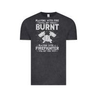 Vintage Black playing with fire will get you burnt fireman firefighter fun Vintage Tee - linhVisuals