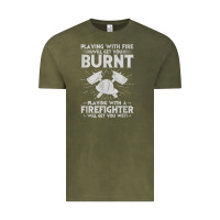 Vintage Olive playing with fire will get you burnt fireman firefighter fun Vintage Tee - linhVisuals