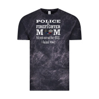 Police & Firefighter Mom, I Raised Mine Fireman Mothers Day Vintage Tee | Teevron