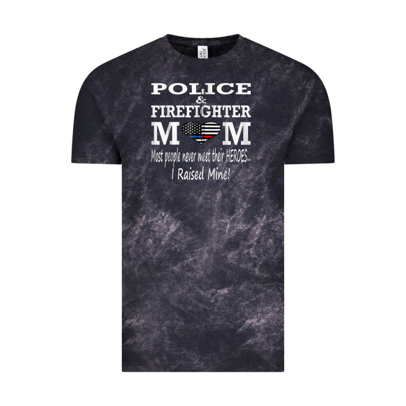 Police & Firefighter Mom, I Raised Mine Fireman Mothers Day Vintage Tee by linhVisuals | Teevron