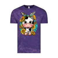 Cloud Purple cute cow with sunflower and leopard Vintage Tee - texasbilliewilder