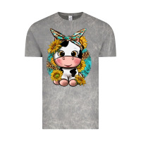 Cloud Rock cute cow with sunflower and leopard Vintage Tee - texasbilliewilder