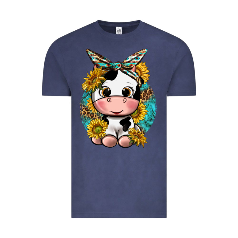 Cute Cow With Sunflower And Leopard Vintage Tee by texasbilliewilder | Teevron