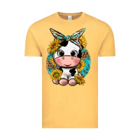 Vintage Mustard cute cow with sunflower and leopard Vintage Tee - texasbilliewilder