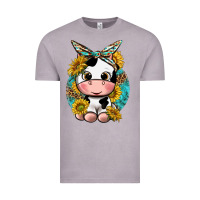 Vintage Zinc cute cow with sunflower and leopard Vintage Tee - texasbilliewilder