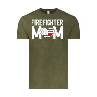 Female Firefighter Mom Thin Red Line Flag Firefighting Premium Vintage Tee | Teevron