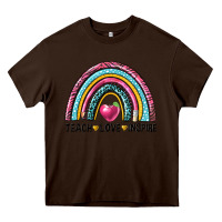 Chocolate Brown rainbow teach love inspire Heavy Core Tee - NancyCooperArtShop