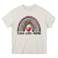 Cream rainbow teach love inspire Heavy Core Tee - NancyCooperArtShop