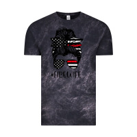 Cloud Black fire wife messy bun firefighter wife thin red line husband Vintage Tee - linhVisuals