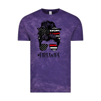 Cloud Purple fire wife messy bun firefighter wife thin red line husband Vintage Tee - linhVisuals
